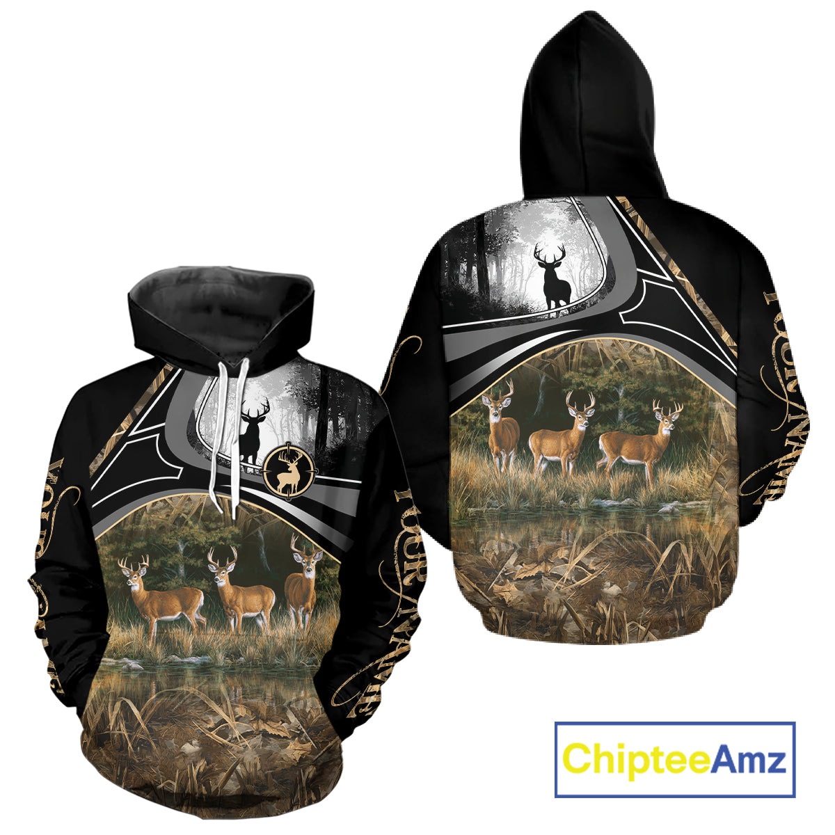 Personalized Whitetail Deer Hunting 3D All Over Printed Hoodie Brown Camouflage, Hunting Gift NHT366