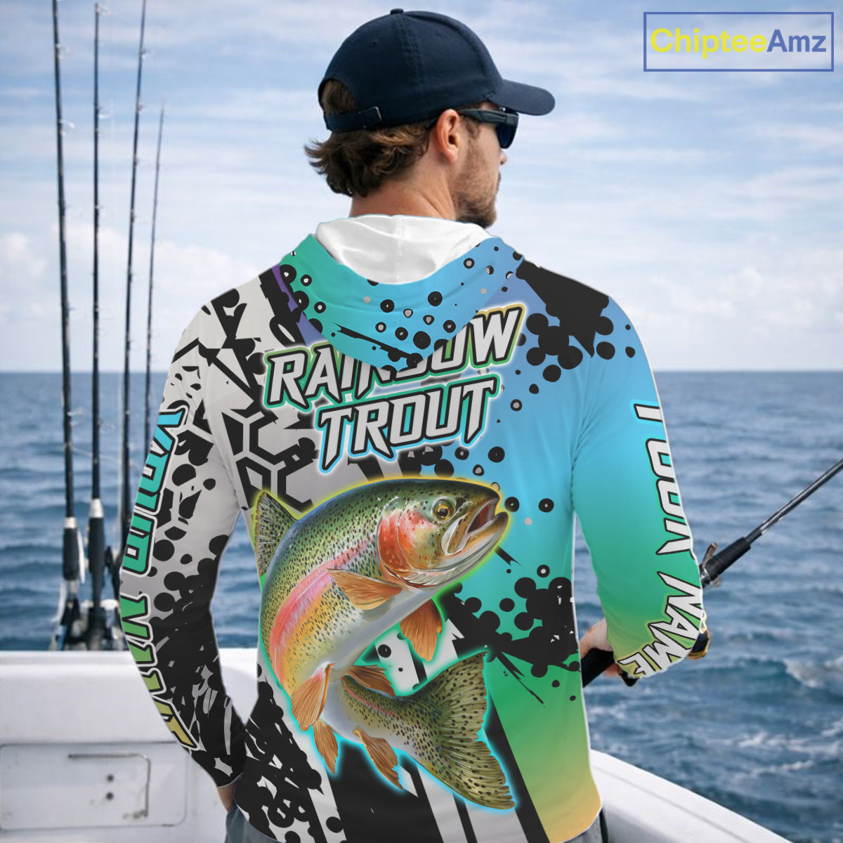 Rainbow Trout Custom Long Sleeve Hooded Performance Fishing Shirts For Men, Trout Fishing Jersey NHT480