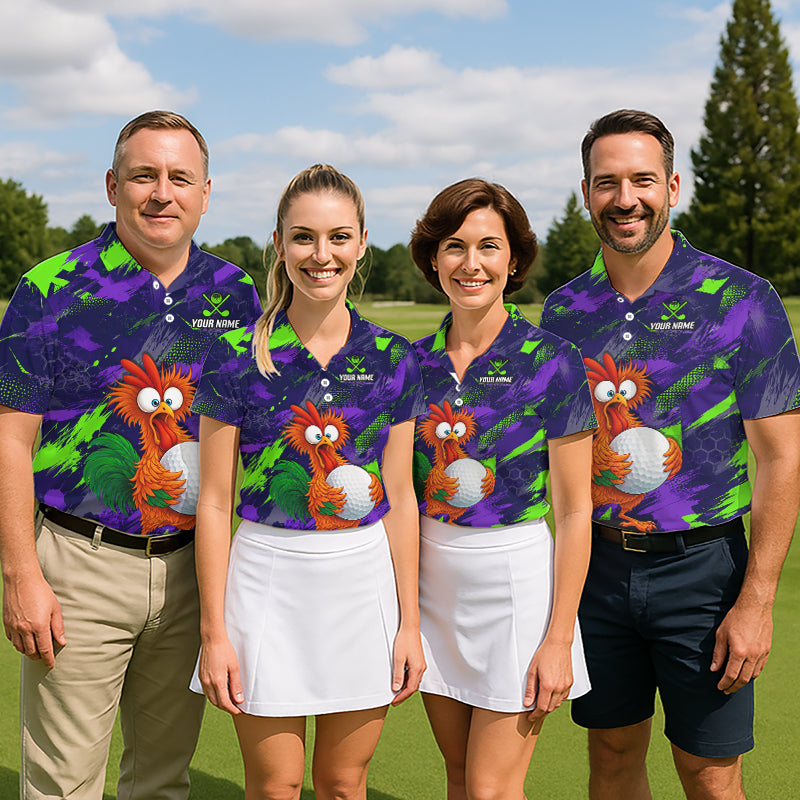 Personalized Funny Chicken Golf Polo Shirt Custom Team Name Golf Gift For Men NHT1246