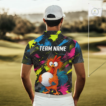 Personalized Funny Chicken Golf Polo Shirt Custom Team Name Golf Gift For Men NHT1248