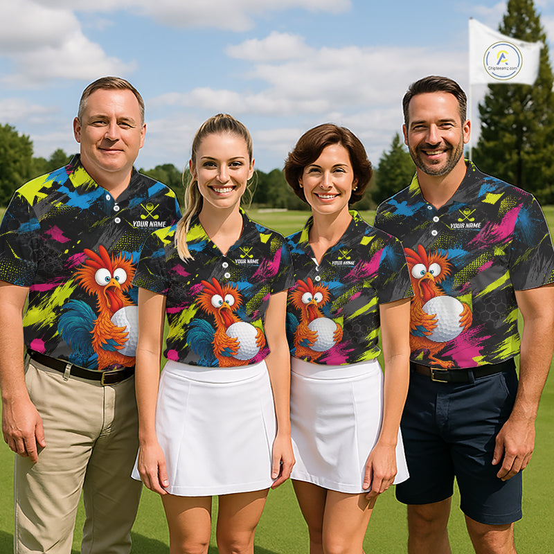 Personalized Funny Chicken Golf Polo Shirt Custom Team Name Golf Gift For Men NHT1248