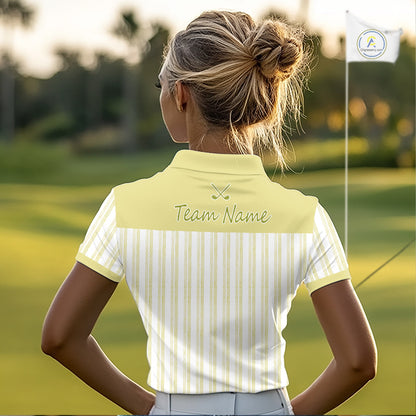 Personalized Golf Polo Shirt Mint Yellow Striped Custom Team Name Polo For Womens NHT940