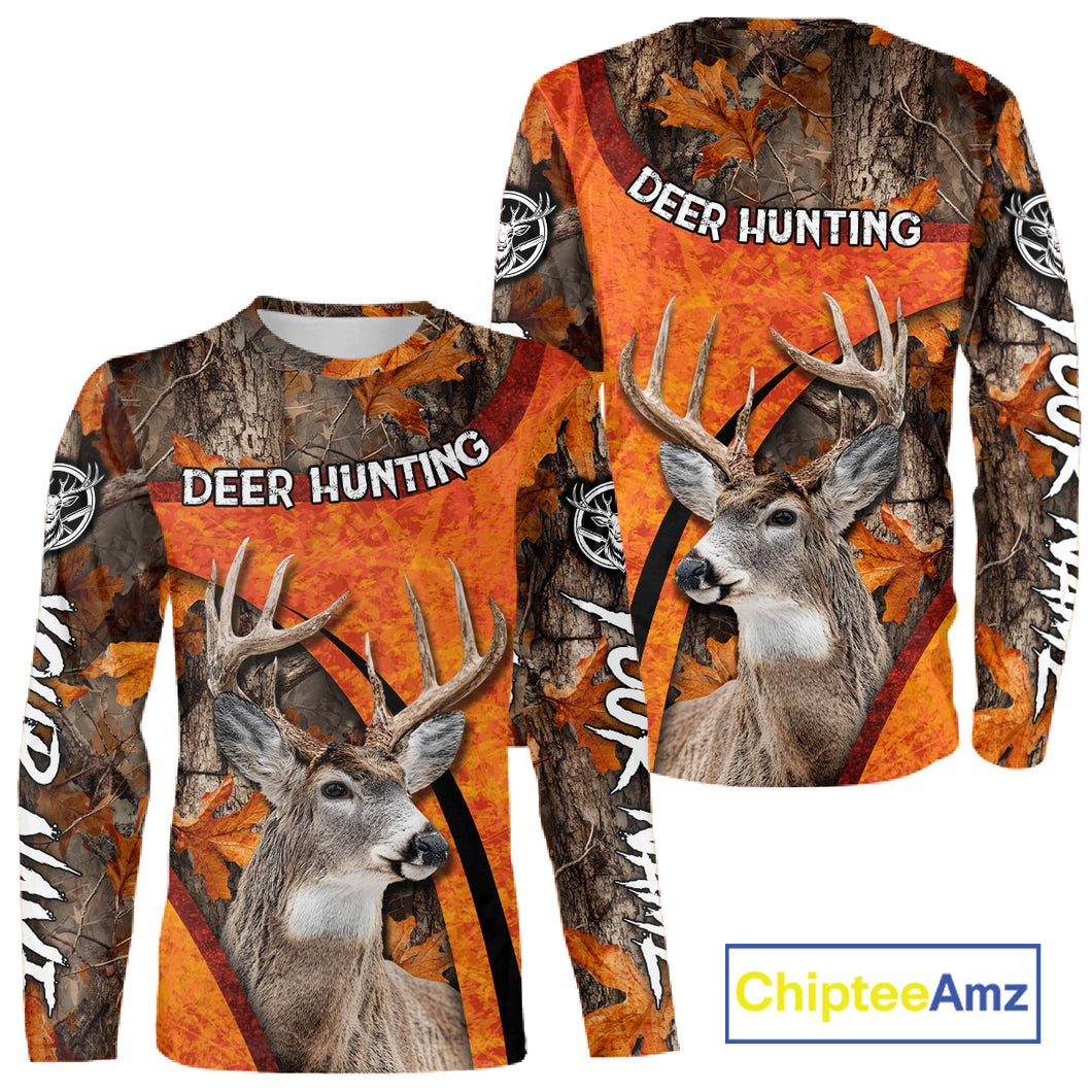 Orange Camo Deer Hunting Shirt, Deer Hunting with Full All - Over 3D For Deer Hunters NHT246