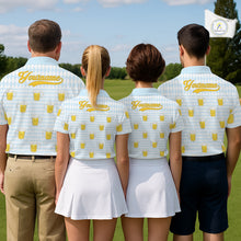 Load image into Gallery viewer, Funny Skull Golf Polo Shirts Beer Blue Argyle Pattern Custom Name Skull Playing Golf Apparel NBT629