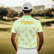 Load image into Gallery viewer, Funny Skull Golf Polo Shirts Beer Green Argyle Pattern Custom Name Skull Playing Golf Apparel NBT630