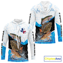 Load image into Gallery viewer, Texas Fishing Shirt Trout Flounder Redfish Long Sleeve Hooded Performance Apparel For Men