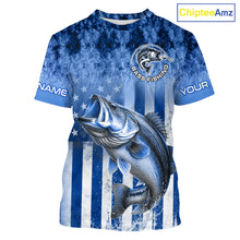 Load image into Gallery viewer, Custom Bass Shirt 3D Personalized Team Name Fishing T - Shirt UV Protection Fishing Jersey|Blue  patriotic Fishing Shirt