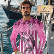 Load image into Gallery viewer, Custom Bass Fishing Shirt 3D Personalized Team Name Long Sleeve UV Protection Fishing Jersey|Pink 