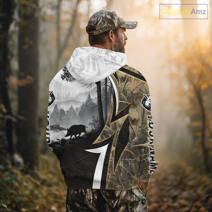 Personalized Wild Hog Hunting Camo Full Printing Shirts, Boar Hunting Shirt NHT319
