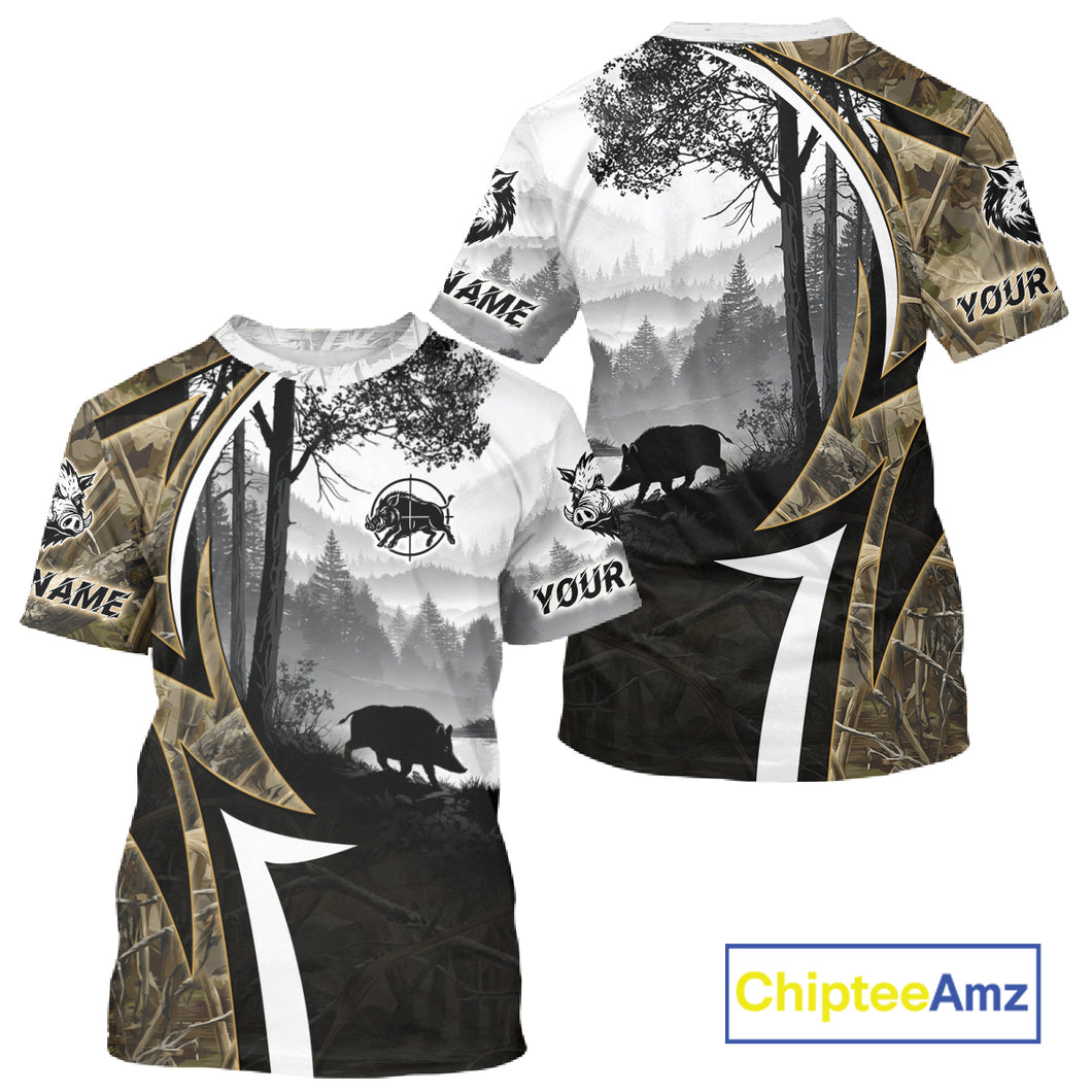 Personalized Wild Hog Hunting Camo Full Printing Shirts, Boar Hunting Shirt NHT319