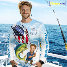 Load image into Gallery viewer, Personalized Mahi Mahi Fishing Shirts Long Sleeve Custom Face Mahi Mahi Fishing Patriot Shirt NHT606