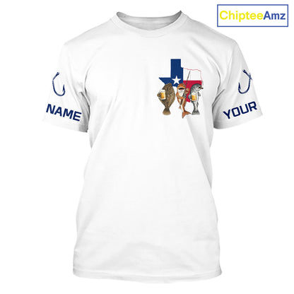 Texas Slam Funny Fishing Redfish, Trout, Flounder Fishing Shirts T - Shirt For Men| White NHT843