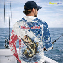 Load image into Gallery viewer, Custom Patriotic American Flag Bass Fishing Shirts Long Sleeve Hooded, Fishing Tournament Jerseys NHT435