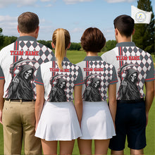 Load image into Gallery viewer, Personalized Skeleton Golf Polo Shirt For Mens - Funny Grim Reaper Golf Team Polo|Red NHT1155