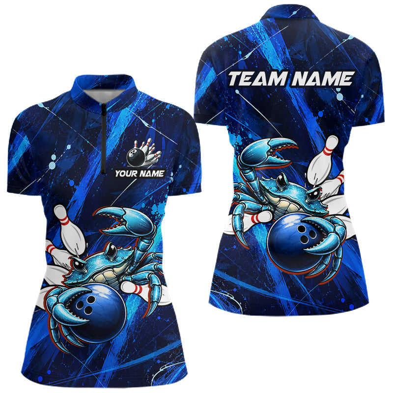 Bowling jersey with crab design and customizable text on a white background