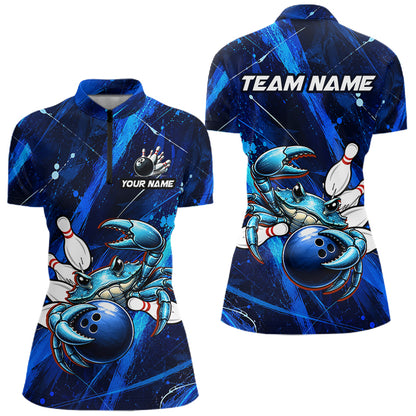 Bowling jersey with crab design and customizable text on a white background