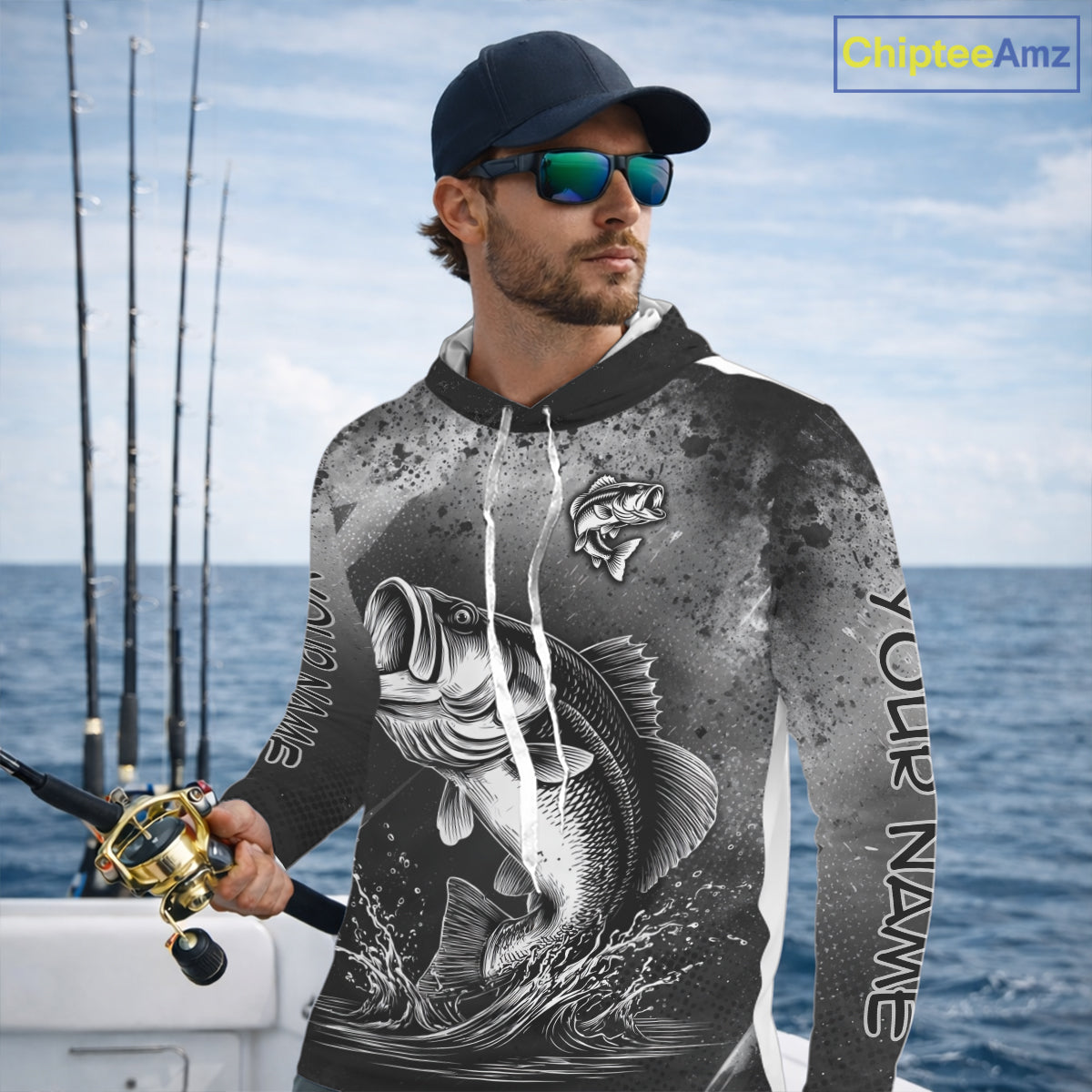 Gray Camo Bass Fishing Custom Long Sleeve Tournament Fishing Shirts, Fishing Shirt For Men NHT442