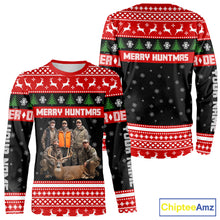 Load image into Gallery viewer, Custom Merry Huntmas Shirt – Personalized Deer Hunting Christmas Shirt with Your Photo NHT308