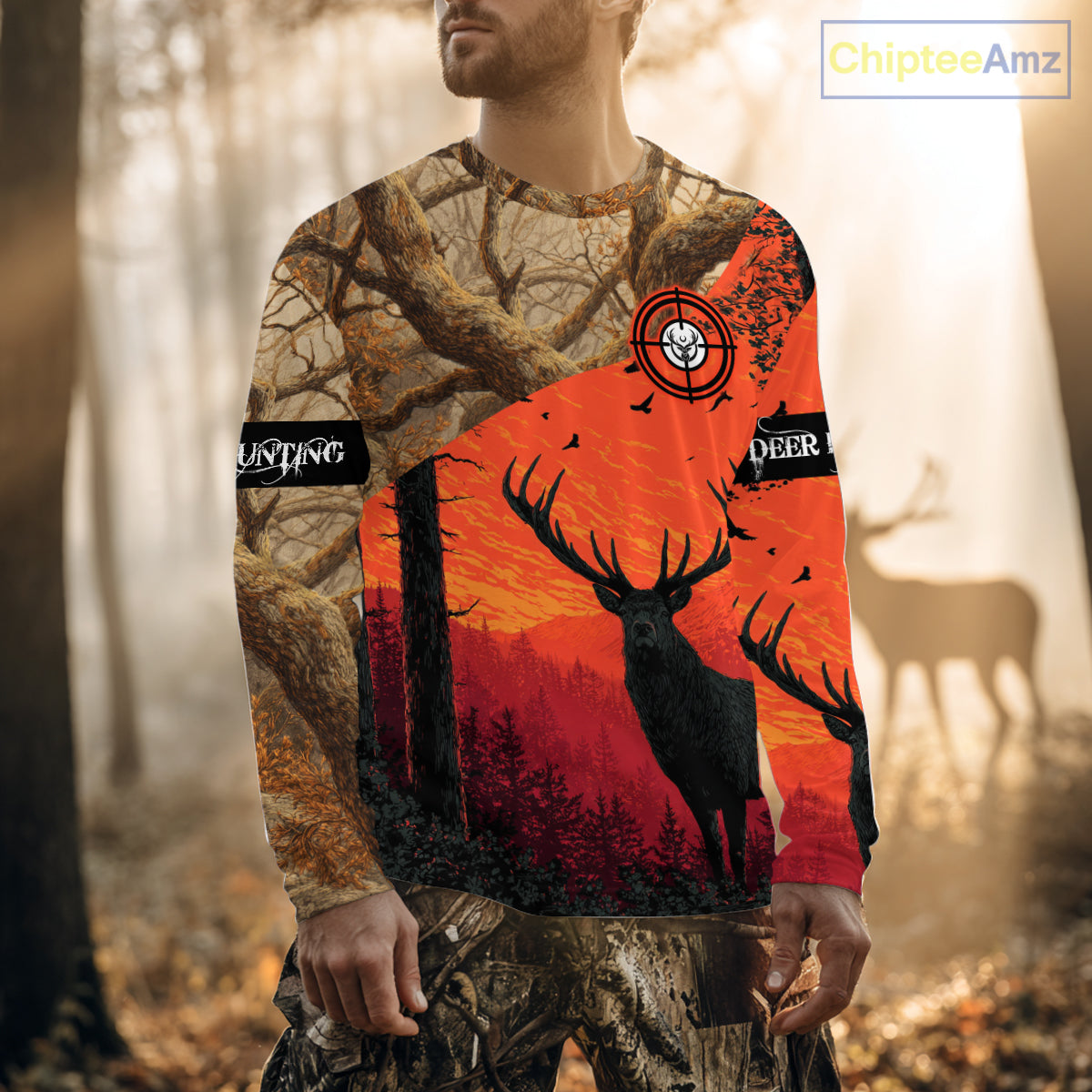 Personalized Deer Hunting 3D All Over Printed Shirts Custom Deer And Mountain Camo Shirt Hunting Gifts NHT15