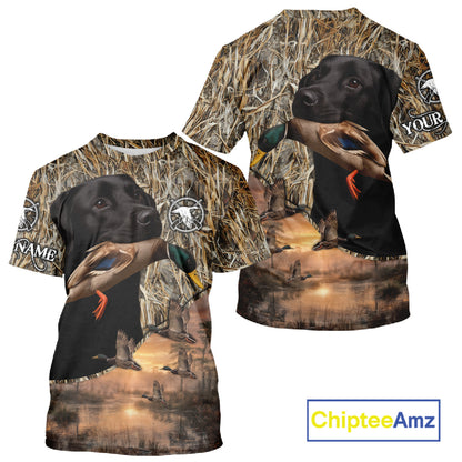 Duck Hunting Shirt Camo with Labrador Retriever Black 3D All Over Printing Shirts for Men NHT95