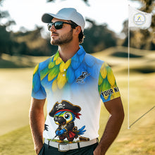 Load image into Gallery viewer, Personalized Pirate Parrot Mens Golf Polo Shirt Custom Pirate Bird Golf Jersey NHT1188