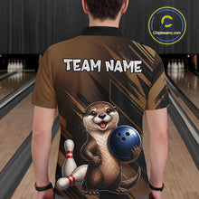 Load image into Gallery viewer, Men's Custom Otter Bowling Polo Shirt &amp; 1/4 Zip Pullover Personalized Team Jersey With Name Gift NHT1202