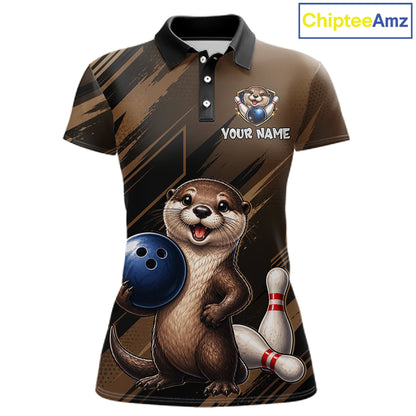 Women's custom otter bowling polo shirt – front view