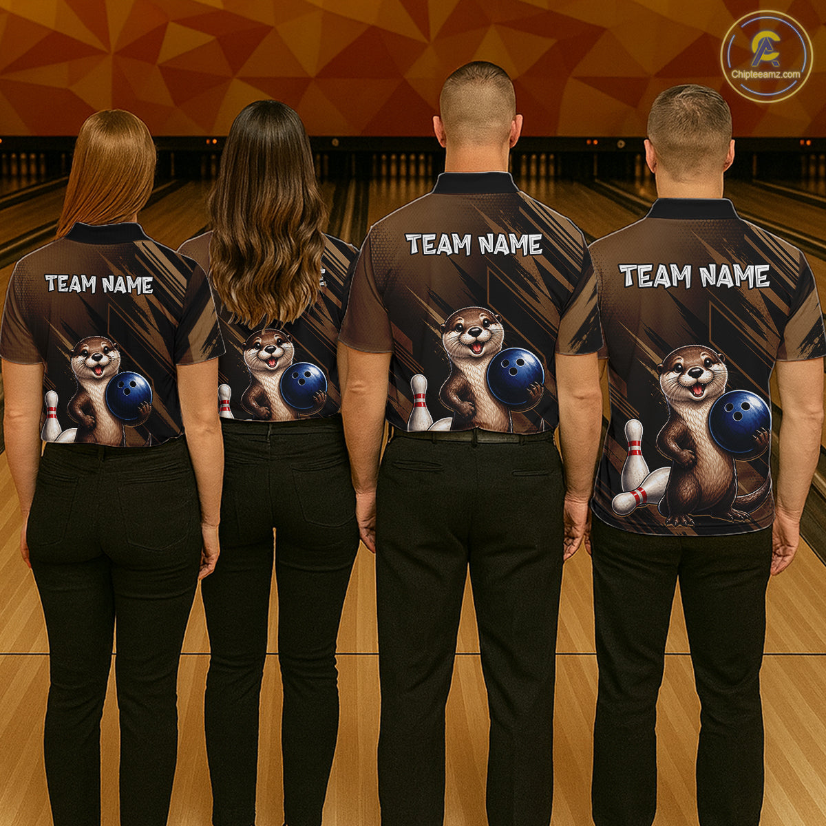 Women's Custom Otter Bowling Polo Shirt & 1/4 Zip Pullover Personalized Team Jersey With Name Gift NHT1202