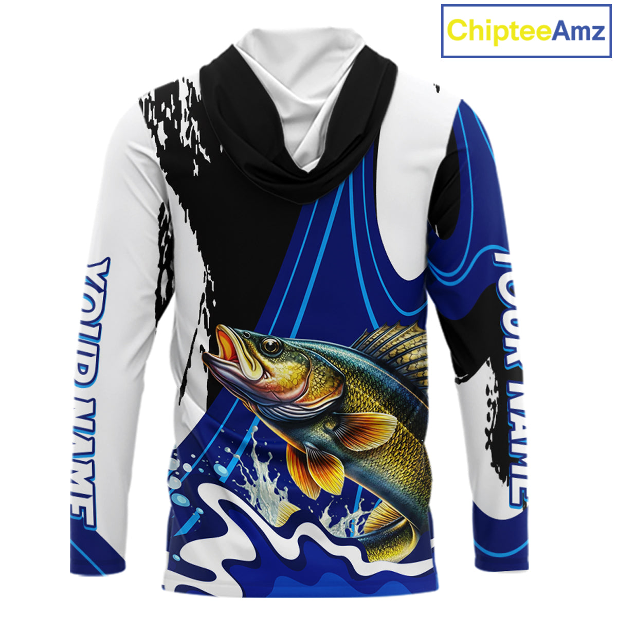 Walleye Fishing Jersey Personalized Name Hooded Fishing Shirt, Angler Tournament Fishing Apparel NHT871