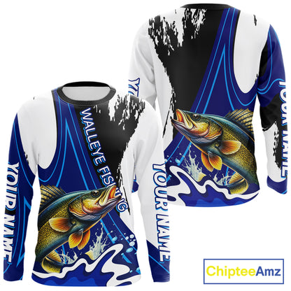 Walleye Fishing Jersey Personalized Name Fishing Shirt, Angler Tournament Fishing Apparel NHT871