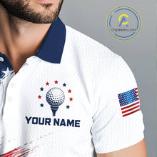Load image into Gallery viewer, Patriotic American Flag Golf Polo Shirt For Men –  Red White Blue Golf Apparel 