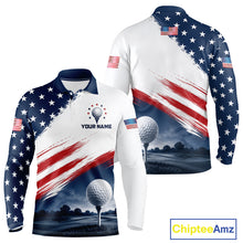 Load image into Gallery viewer, Patriotic American Flag Golf Polo Shirt For Men –  Red White Blue Golf Apparel 