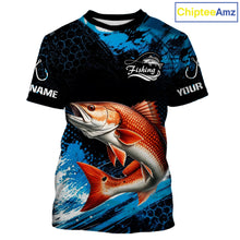 Load image into Gallery viewer, Custom Redfish Fishing Jersey with bold redfish graphic and short sleeve performance fit.