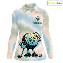Load image into Gallery viewer, Funny Tie Dye Womens Golf Team Polo Shirt – Cartoon Golf Ball Golfer Shirt, Personalized Golf Family Team Shirt  NHT741