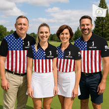 Load image into Gallery viewer, Personalized Mens Golf Polo Shirt American Flag Patriotic Golf Shirts Golf Gifts For Men NHT746