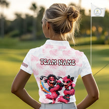 Load image into Gallery viewer, Personalized Funny Flamingo Rockstar Couple Womens Golf Polo Shirt, Custom Name Matching Couple Golf Shirt NHT748