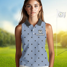 Load image into Gallery viewer, Personalized Sleeveless Womens Golf Jersey Spade Argyle Pattern, Performance Sportswear Golf Polo Shirt NHT755