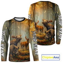 Load image into Gallery viewer, Custom Deer Moose Boar Hunting Personalized Name Hunter Gift  3D Forest Animal Shirt NHT1241