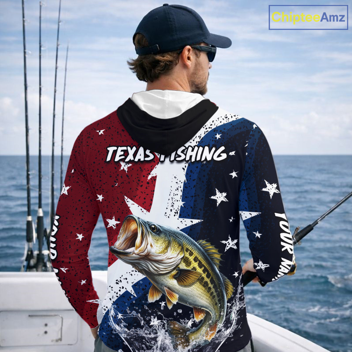 Personalized Texas Flag Bass Fishing Shirt Jerseys, Texas Bass Fishing Shirts Long Sleeve Hooded For Men NHT758