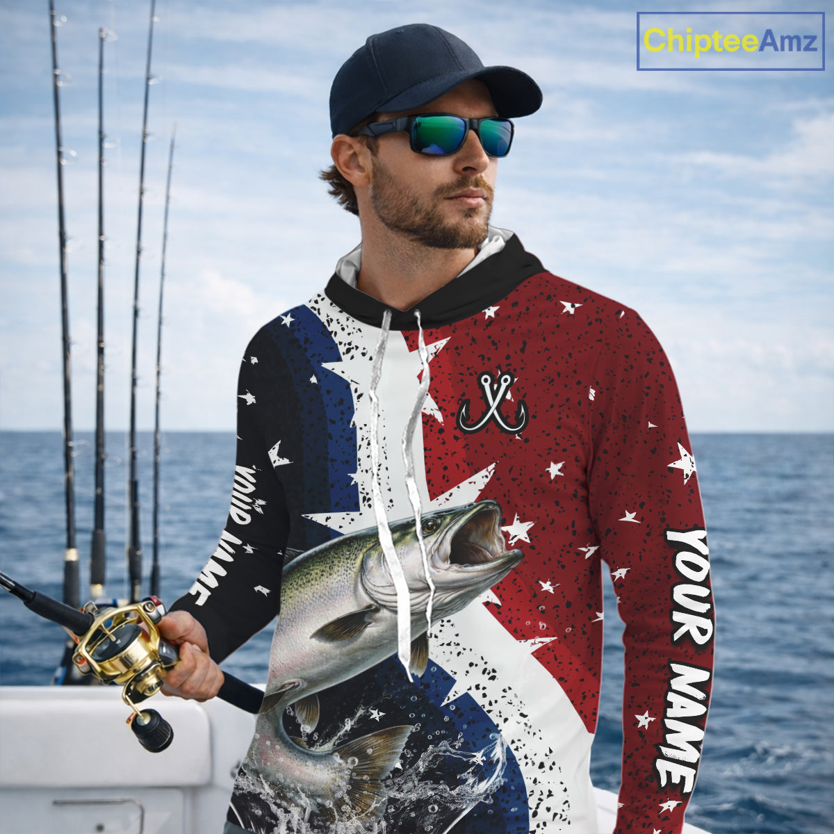Personalized Texas Flag Chinook Salmon Fishing Shirt Jerseys, Texas Chinook Salmon Fishing Shirts Long Sleeve Hooded For Men NHT761
