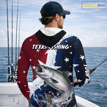 Load image into Gallery viewer, Personalized Texas Flag Chinook Salmon Fishing Shirt Jerseys, Texas Chinook Salmon Fishing Shirts Long Sleeve Hooded For Men NHT761