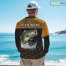 Load image into Gallery viewer, Personalized Largemouth Bass Fishing Jerseys, Orange Bass Fishing Shirts Long Sleeve Tournament Shirts NHT567