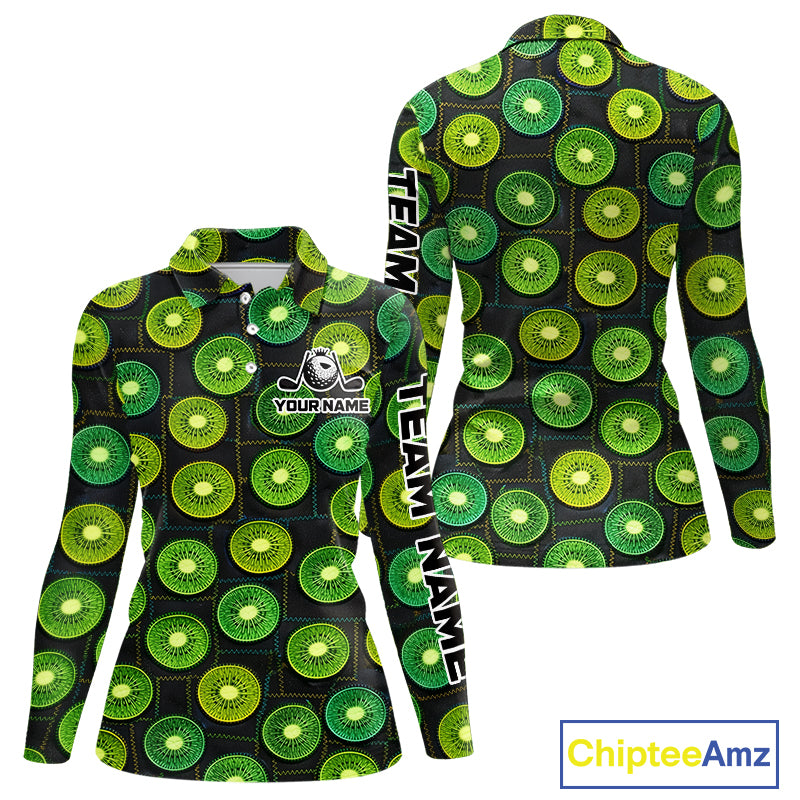 Funny Golf Patchwork Kiwi Polo Shirt For Womens, Personalized Womens Golf Polo Shirt NHT580