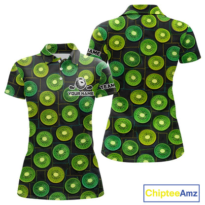 Funny Golf Patchwork Kiwi Polo Shirt For Womens, Personalized Womens Golf Polo Shirt NHT580