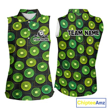 Load image into Gallery viewer, Funny Golf Patchwork Kiwi Womens Sleeveless Polo Shirt, Personalized Womens Golf Polo Shirt NHT580