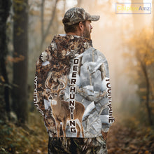 Load image into Gallery viewer, Best Deer Hunting Shirt With Whitetail Deer Winter Camo, Custom Name Deer Hunting Clothes NHT245