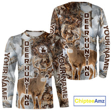 Load image into Gallery viewer, Best Deer Hunting Shirt With Whitetail Deer Winter Camo, Custom Name Deer Hunting Clothes NHT245