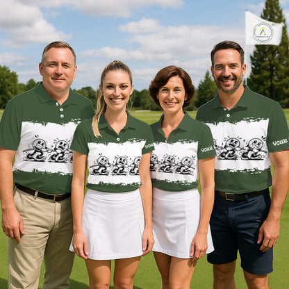 Funny Womens Golf Polo Shirt Green And White Golf Balls Personalized Golf Shirts For Womens NHT787