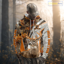 Load image into Gallery viewer, Whitetail Deer Hunting 3D All-Over Print Shirt with Deer Buck, Orange Camo for Deer Hunters NHT249