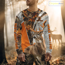 Load image into Gallery viewer, Whitetail Deer Hunting 3D All-Over Print Shirt with Deer Buck, Orange Camo for Deer Hunters NHT249